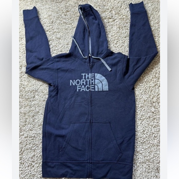 The north face navy hooded full zipper sweatshirt size S - Picture 1 of 3